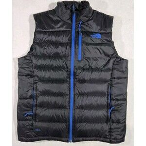 The North Face Aconcagua Full Zip Black Blue Vest 550 Mens Large